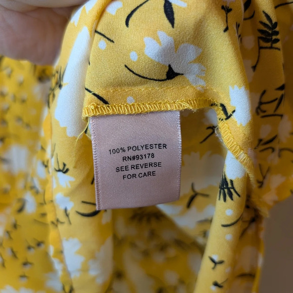 Philosophy Yellow Flutter Sleeve Sleeveless Floral Print V Neck Blouse L Woman - Picture 6 of 8